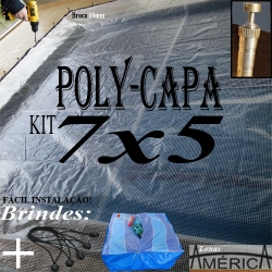 KIT Super Capa de Piscina Transparente 7x5 + 35el 20cm + 35pf + 2 Bóia